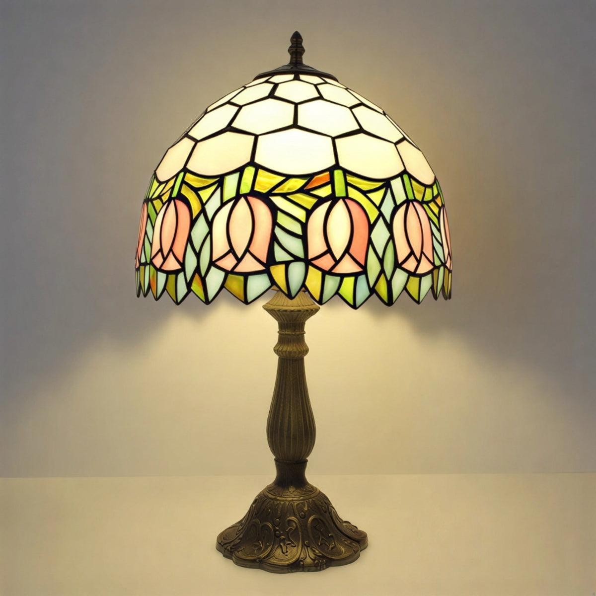 Antike Vintage-Tischlampe aus Buntglas | Ormexis