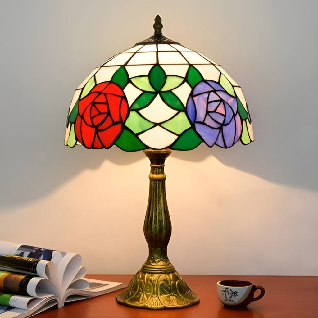 Antike Vintage-Tischlampe aus Buntglas | Ormexis