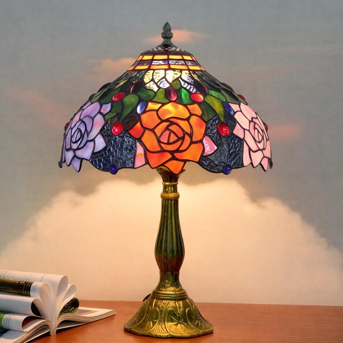 Antike Vintage-Tischlampe aus Buntglas | Ormexis