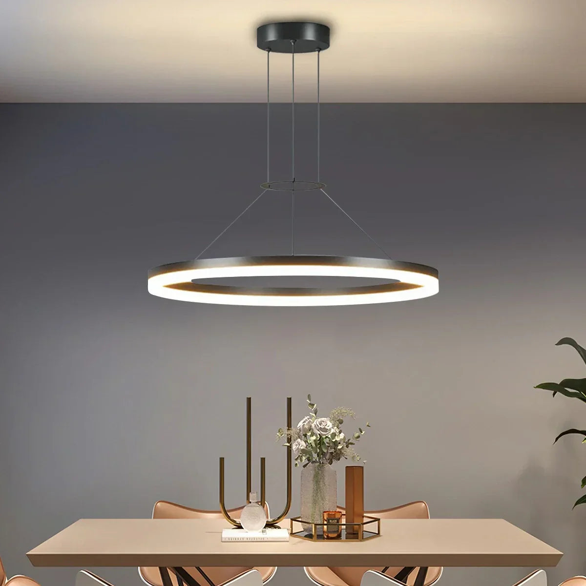 מנורת תלייה עגולה לסלונים ומטבחים עם LED