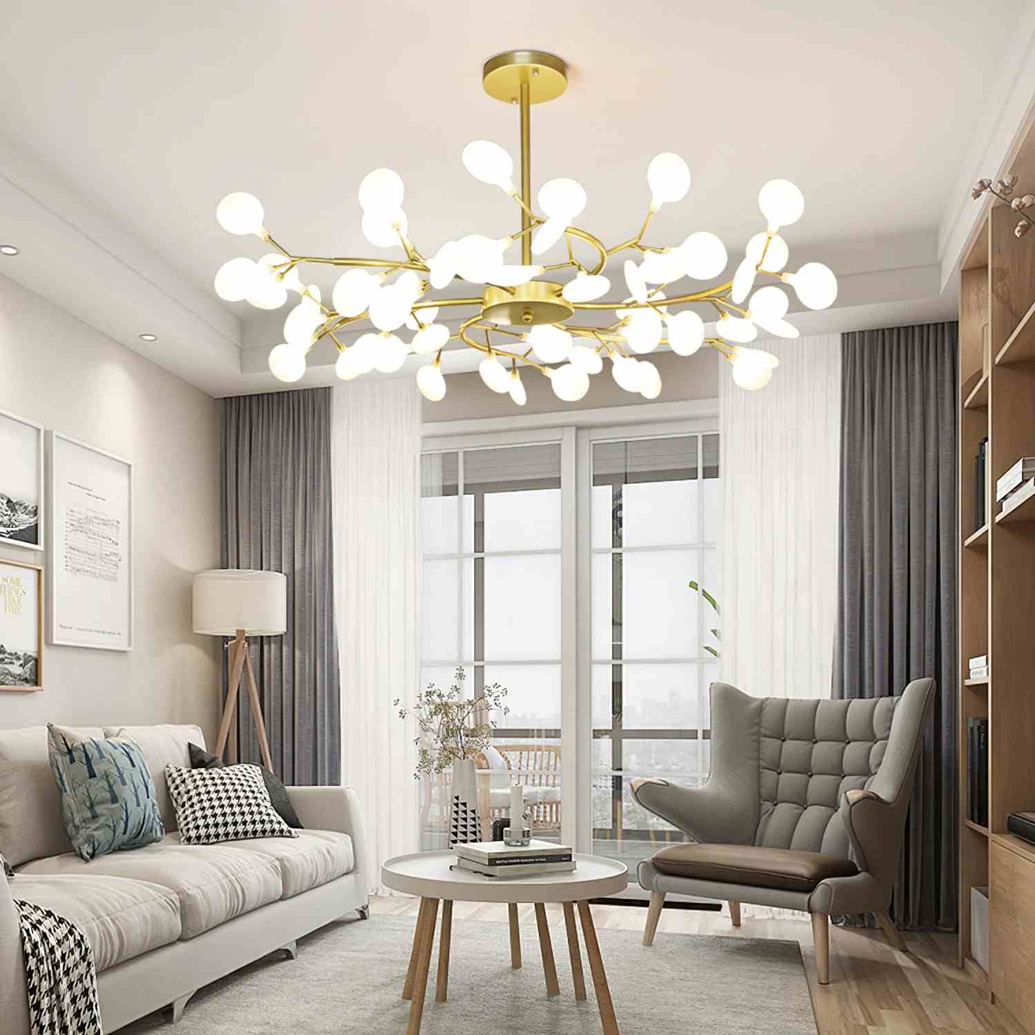 Firefly Sputnik LED lysekrone i stjerneburst-design for varmt stemningslys