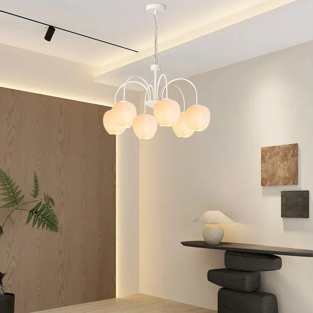 Romantic Tulip Chandelier With Matcha Green Finish