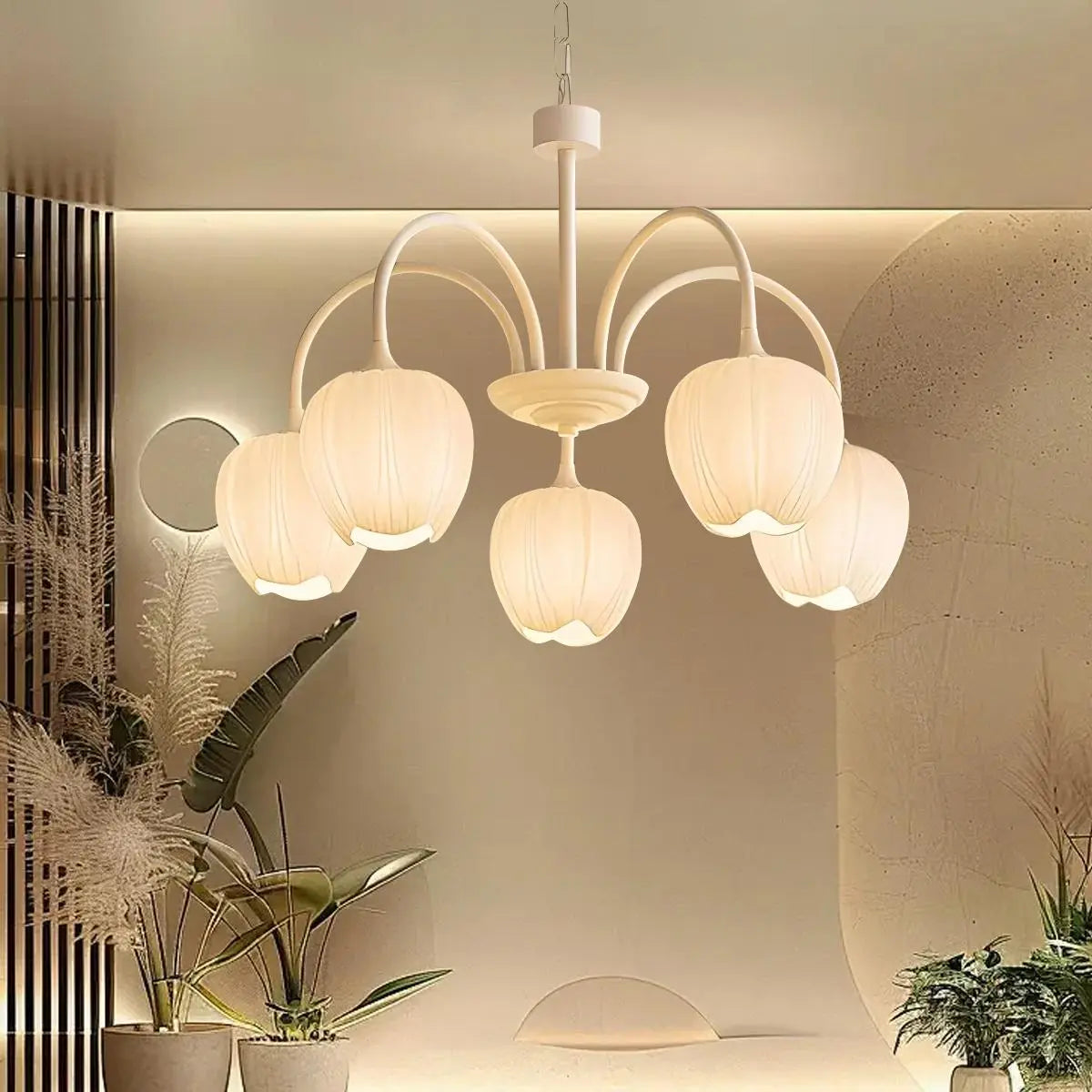 Romantic Tulip Chandelier With Matcha Green Finish