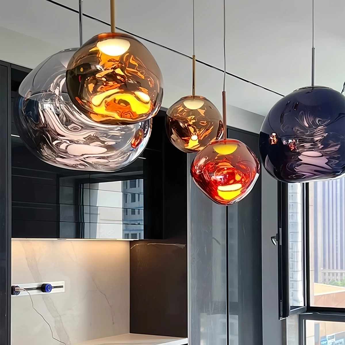 Suspension Lux Lava Flow pour salle à manger design moderne