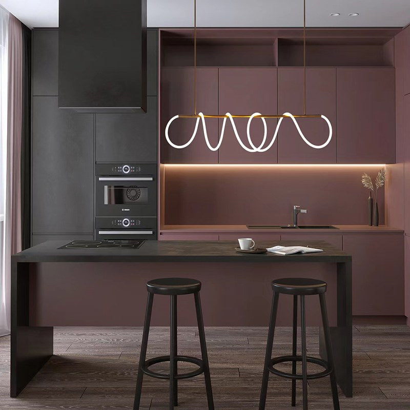 Pendellampe med lang slange for spisestue, moderne LED-armatur