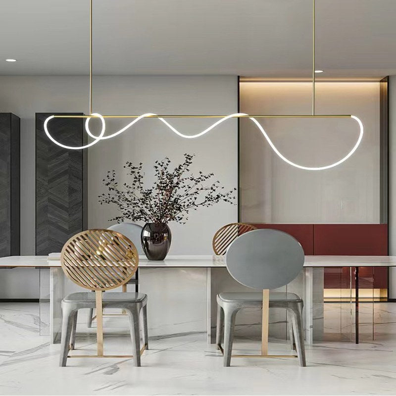 Pendellampe med lang slange for spisestue, moderne LED-armatur
