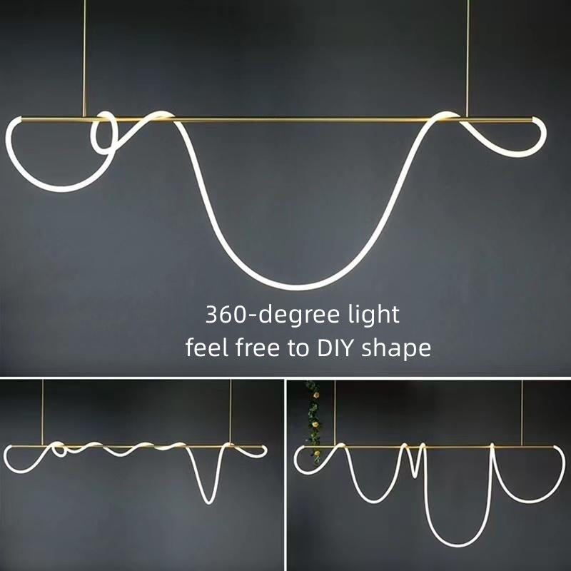 Pendellampe med lang slange for spisestue, moderne LED-armatur