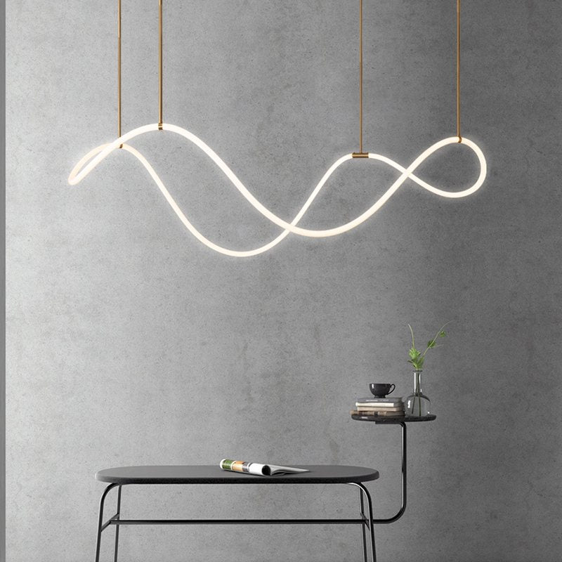 Pendellampe med lang slange for spisestue, moderne LED-armatur