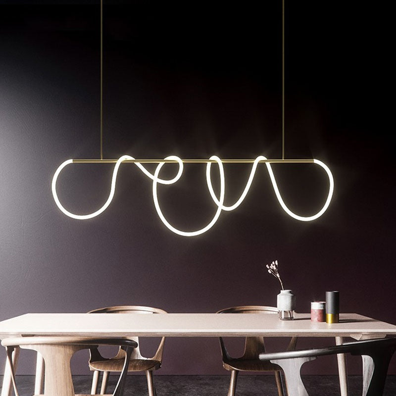 Pendellampe med lang slange for spisestue, moderne LED-armatur