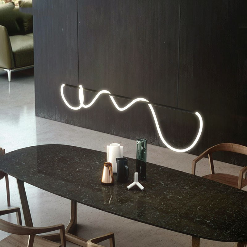 Pendellampe med lang slange for spisestue, moderne LED-armatur