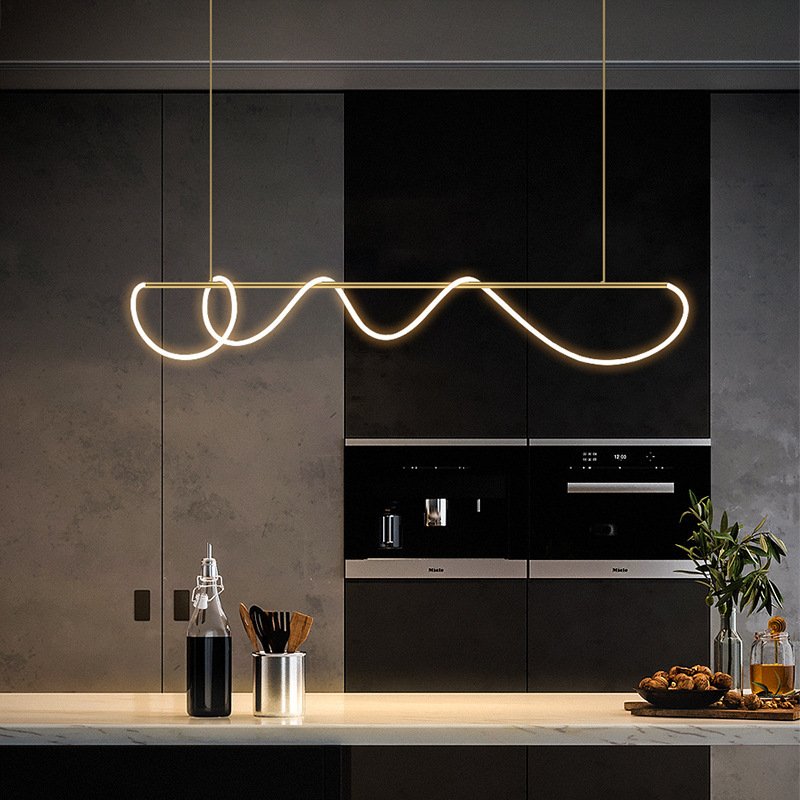 Pendellampe med lang slange for spisestue, moderne LED-armatur
