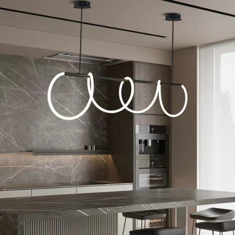 Pendellampe med lang slange for spisestue, moderne LED-armatur