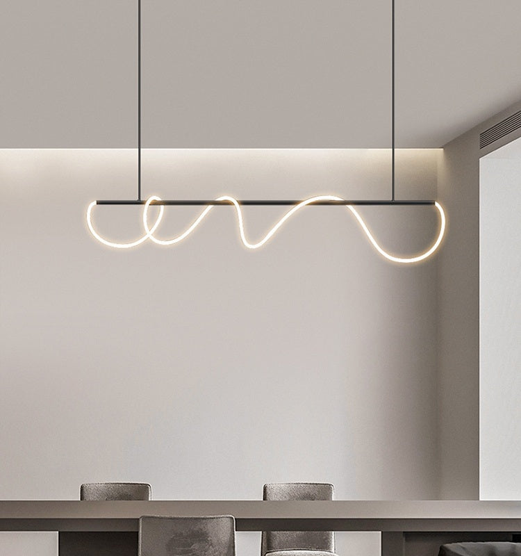 Pendellampe med lang slange for spisestue, moderne LED-armatur