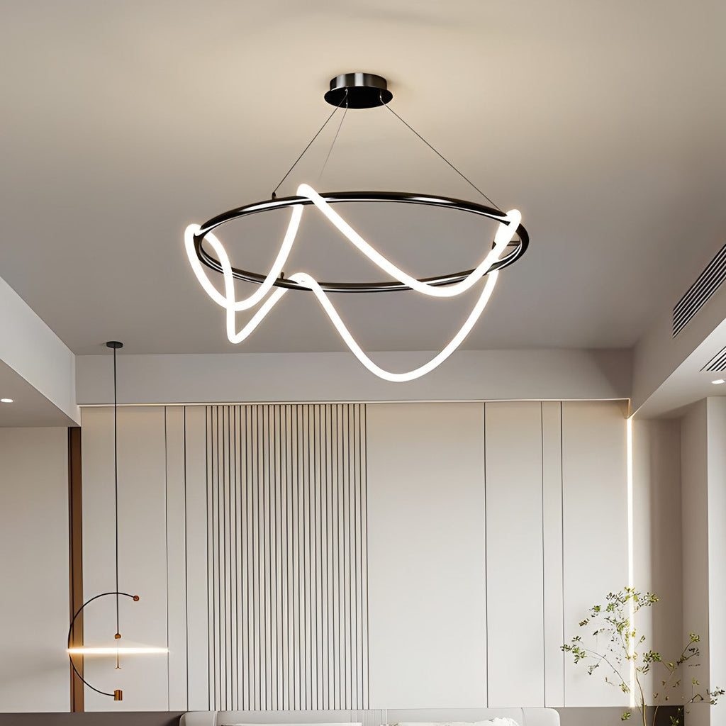 Pendellampe med lang slange for spisestue, moderne LED-armatur