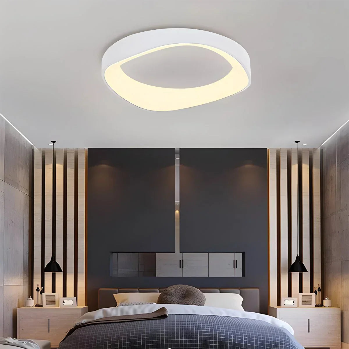 Scandinavian Inspired Ceiling Light With Acrylic Circle Design For Bedroom