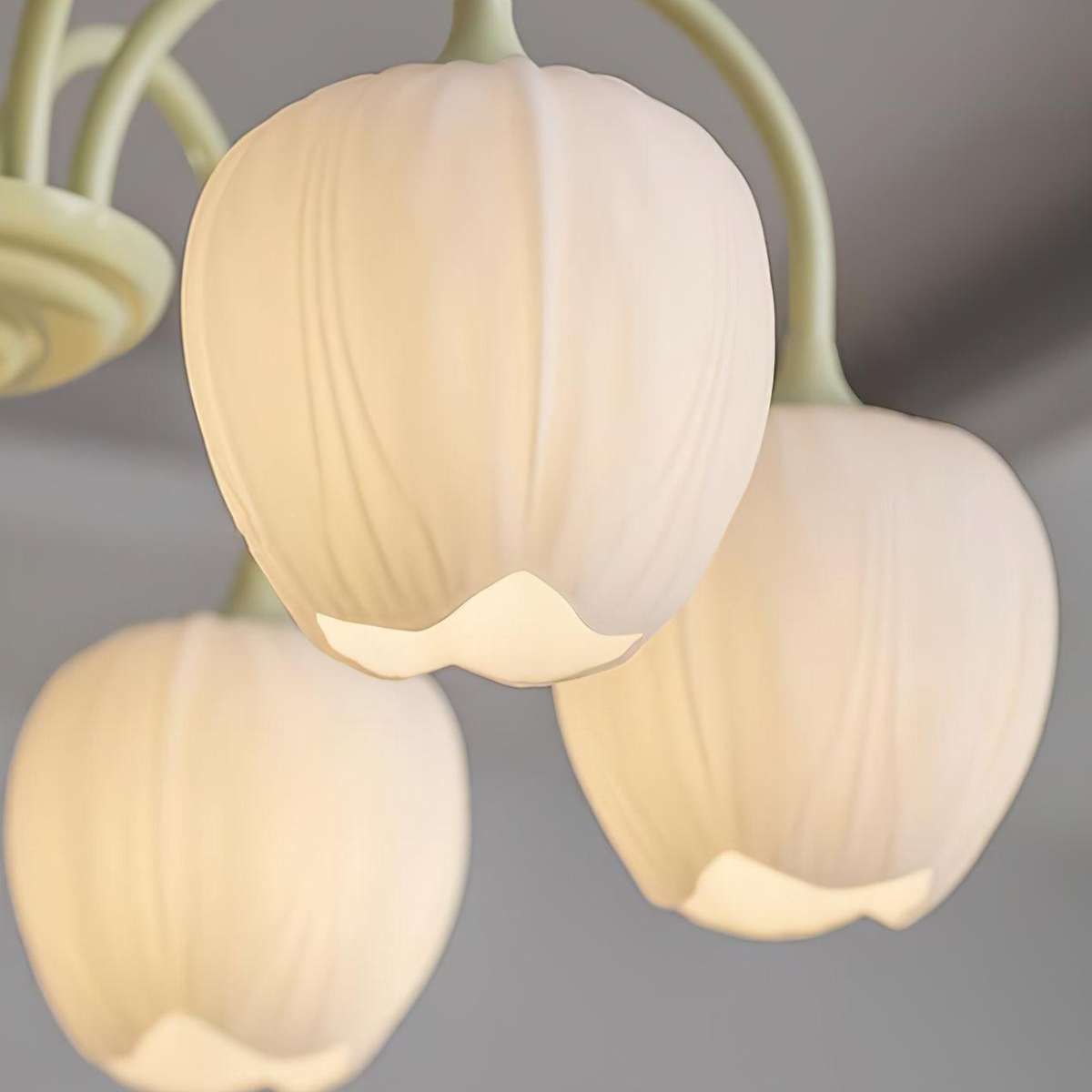 Romantic Tulip Chandelier With Matcha Green Finish