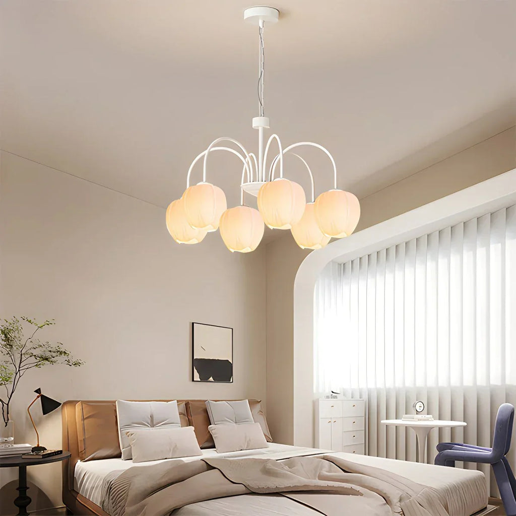 Romantic Tulip Chandelier With Matcha Green Finish