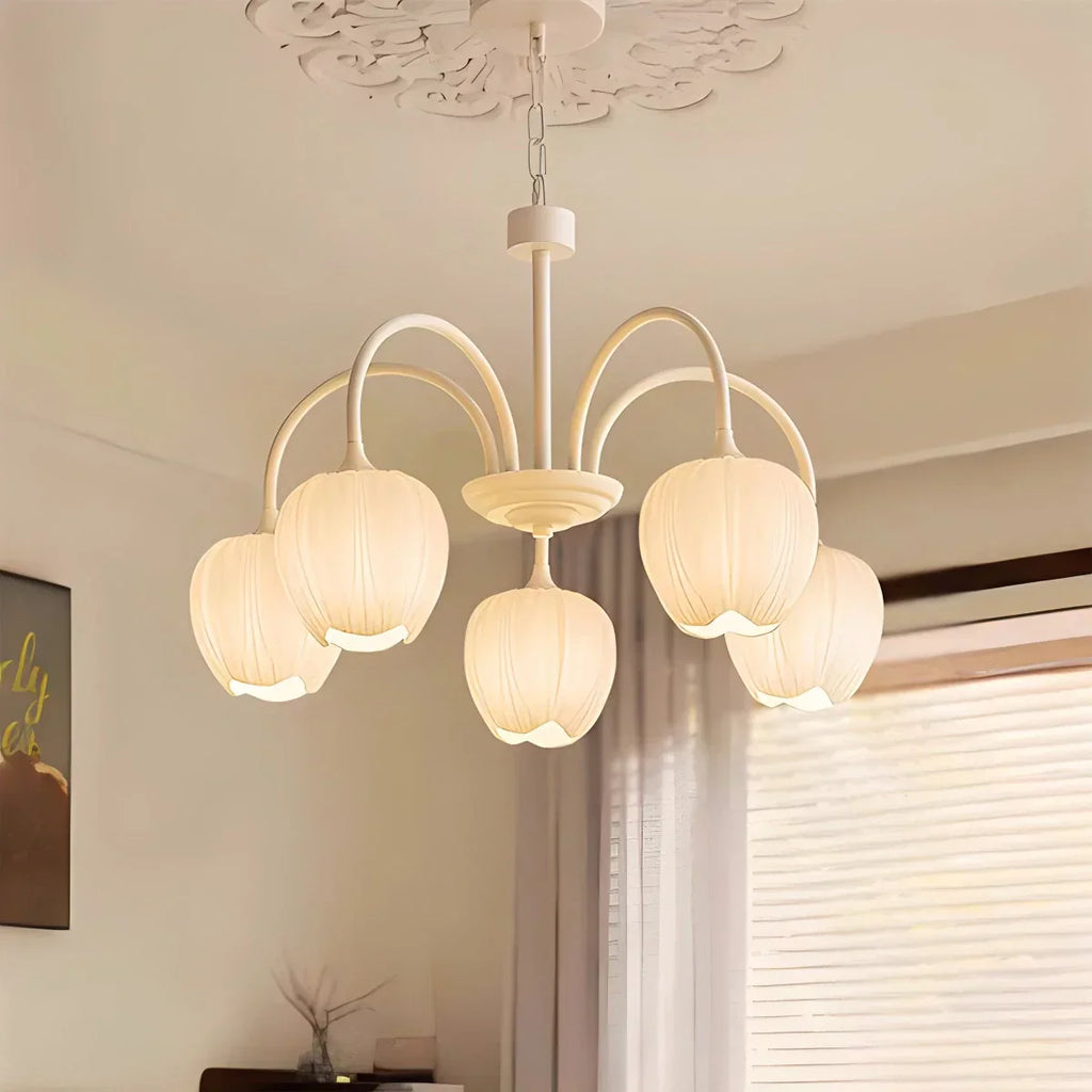 Romantic Tulip Chandelier With Matcha Green Finish
