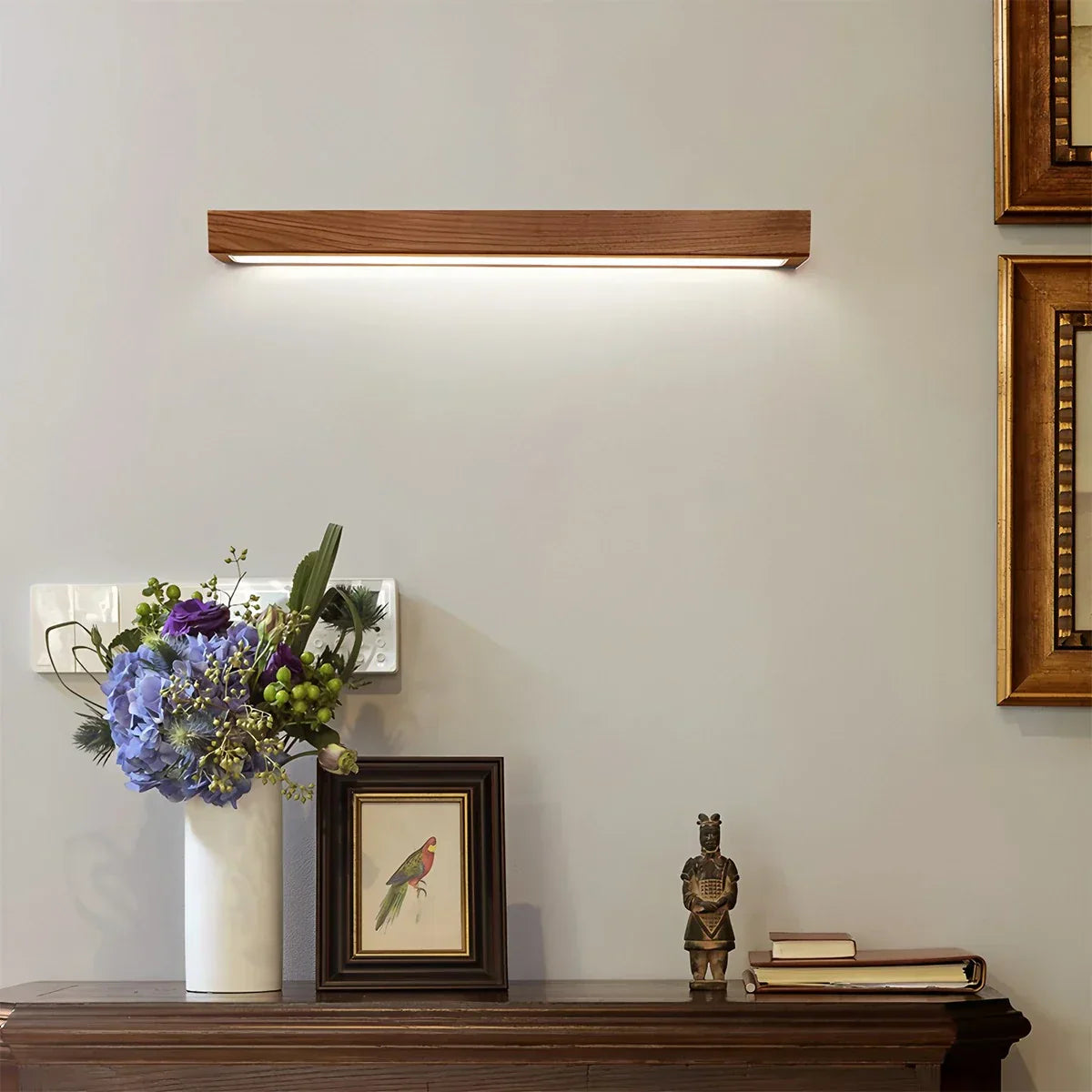 Arlo Linear Wood Wall Light For Hallways, Slim Modern Fixture