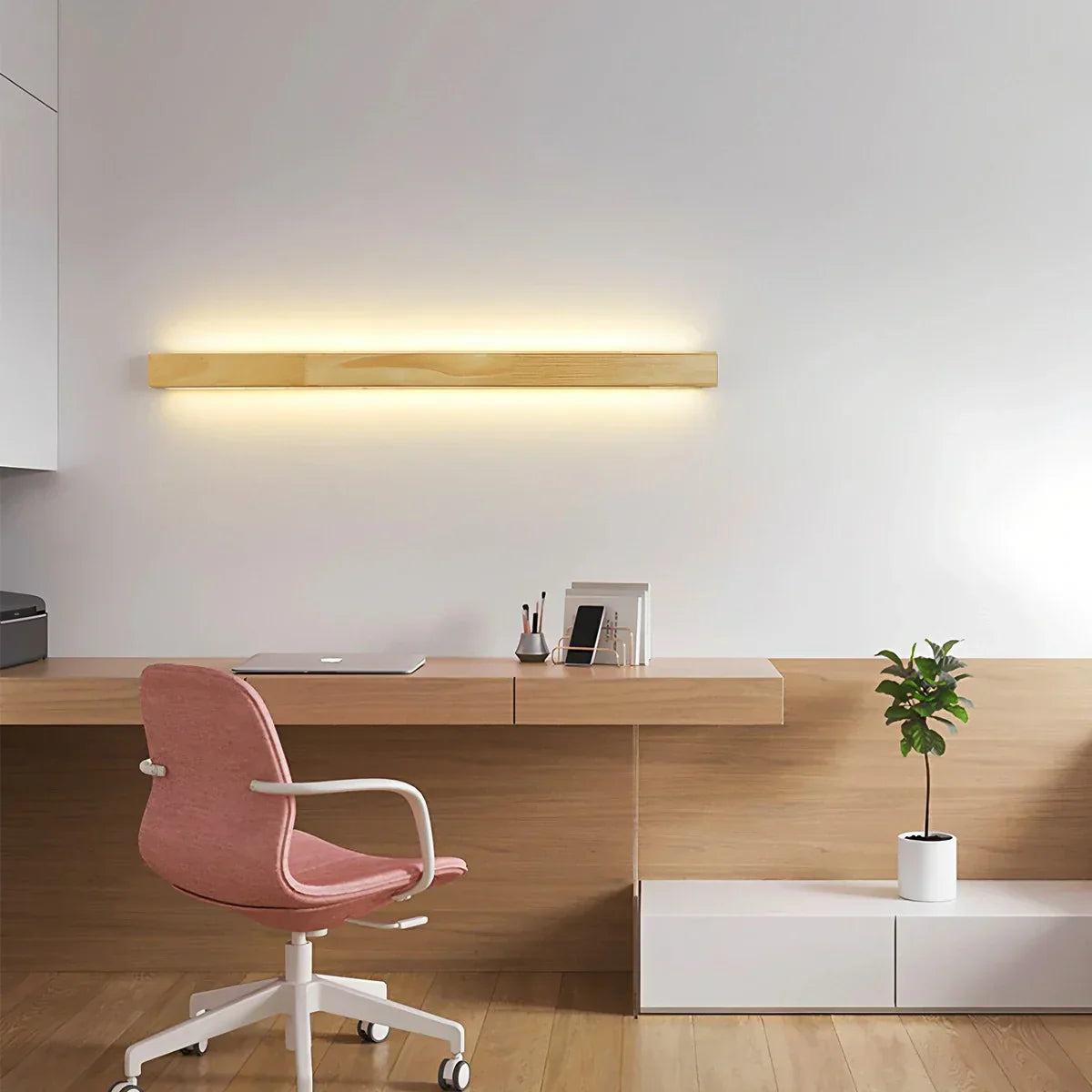 Arlo Linear Wood Wall Light For Hallways, Slim Modern Fixture