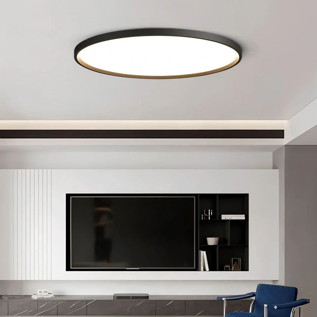 Bedroom Ceiling Light With Slim Flush Mount, Round Profile