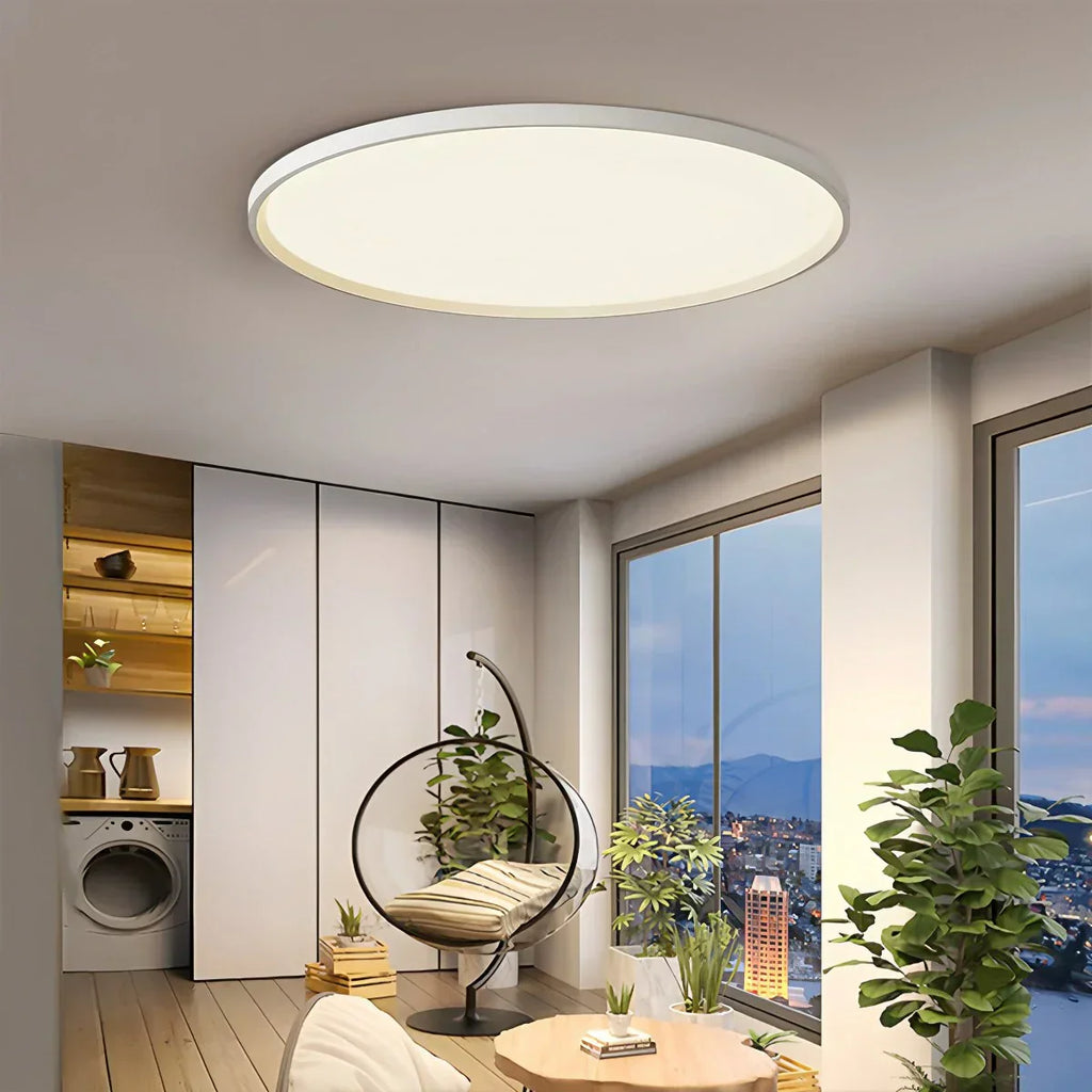 Bedroom Ceiling Light With Slim Flush Mount, Round Profile