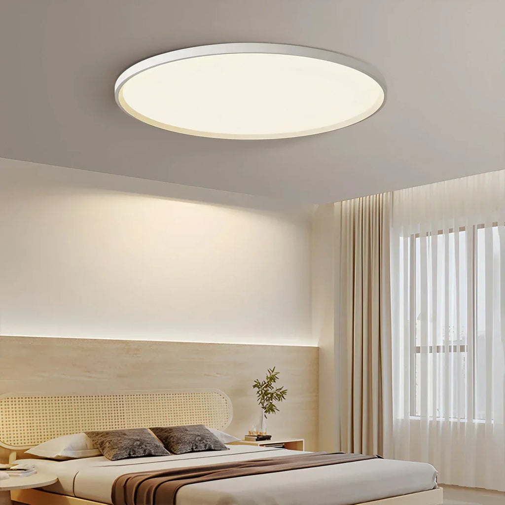 Bedroom Ceiling Light With Slim Flush Mount, Round Profile