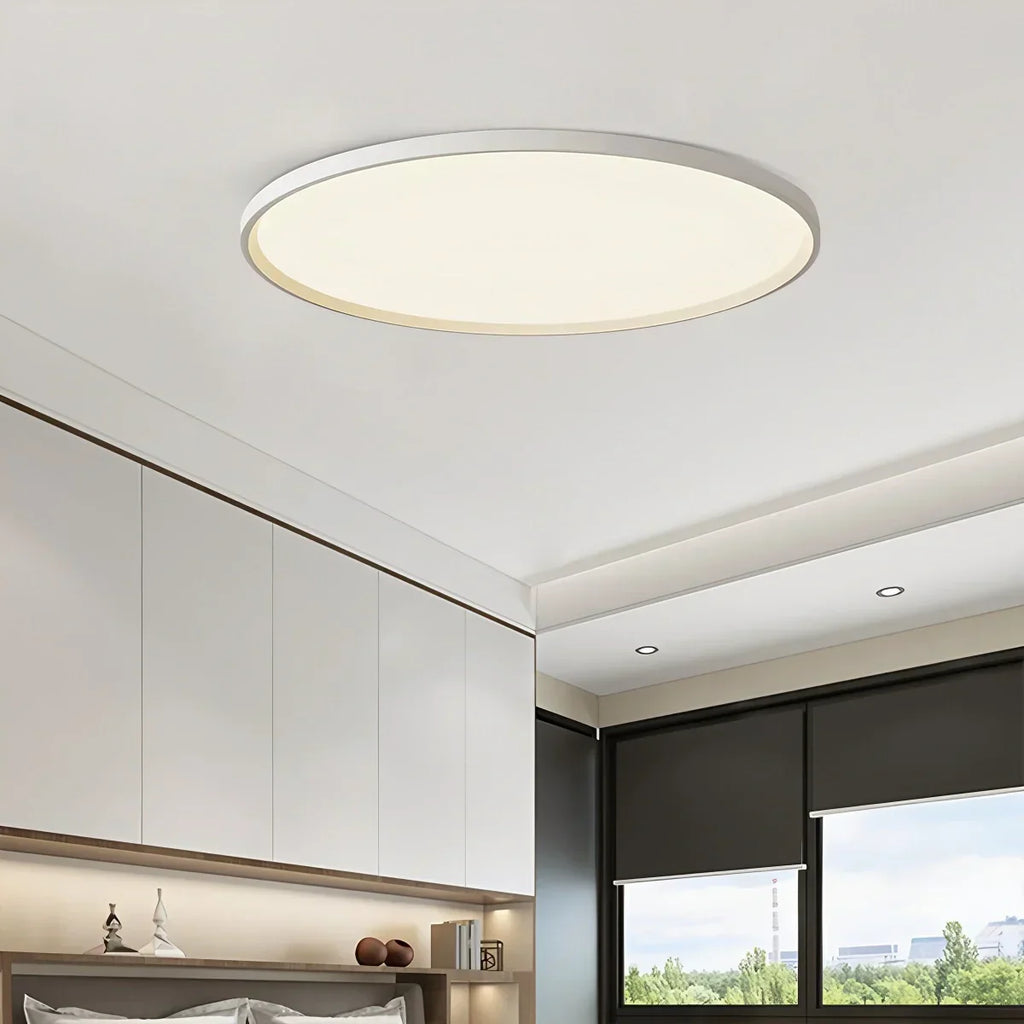 Bedroom Ceiling Light With Slim Flush Mount, Round Profile
