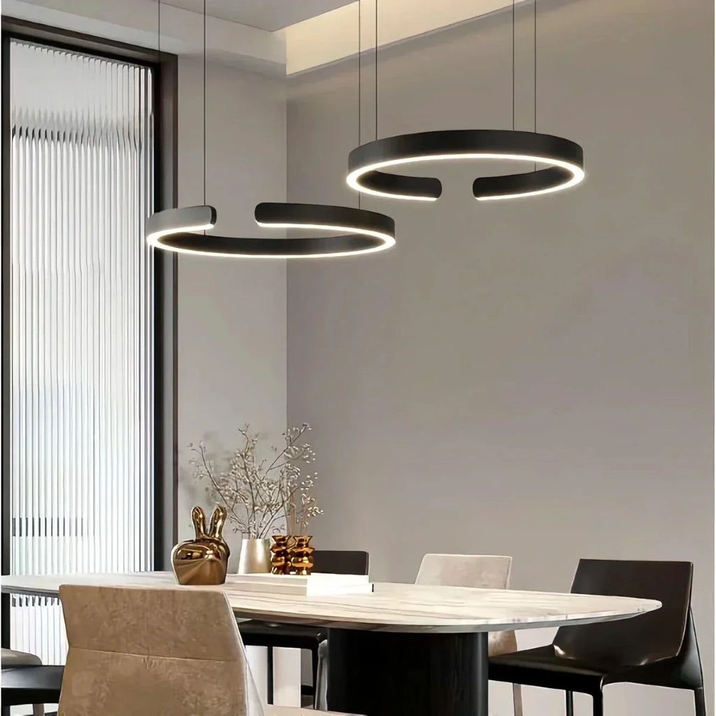 Slank rund LED-ringlysekrone for stueinnredning
