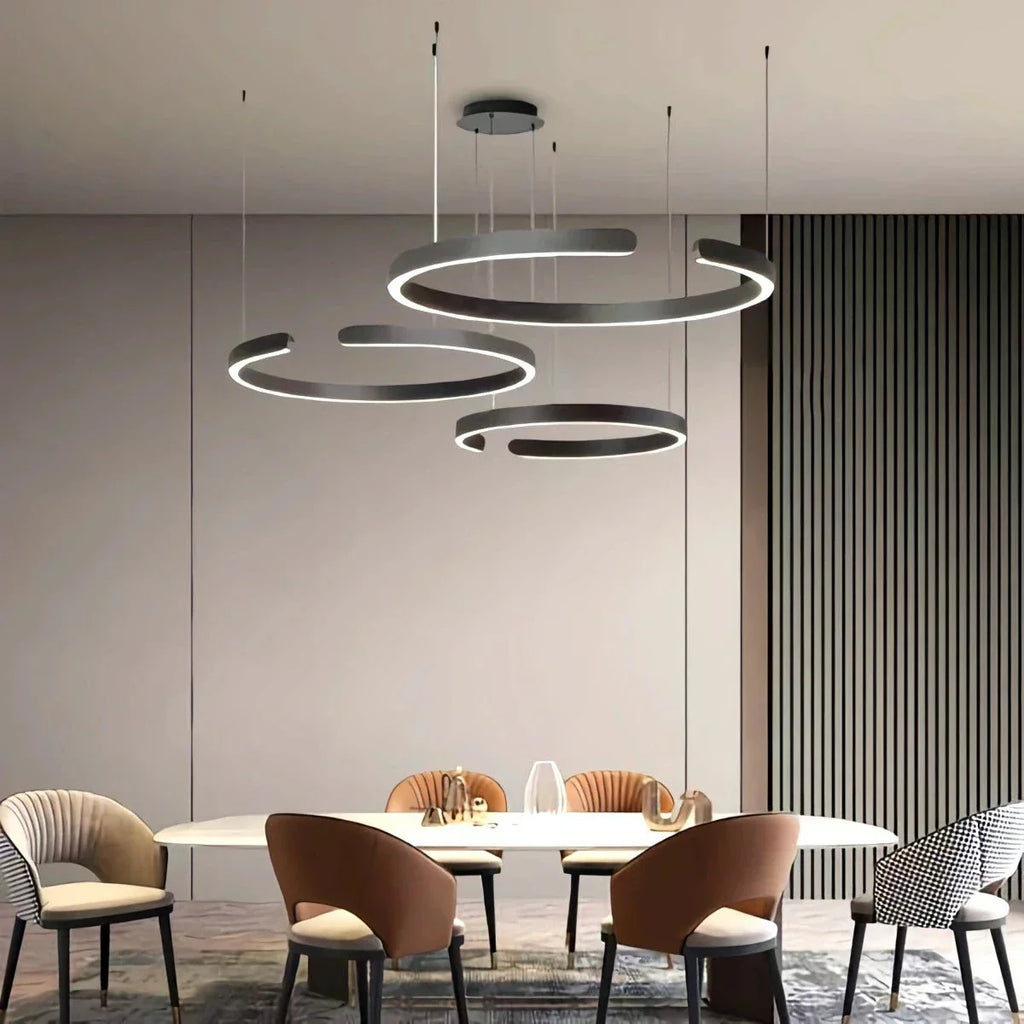 Slank rund LED-ringlysekrone for stueinnredning