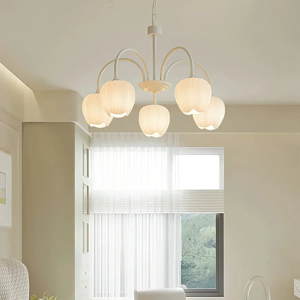 Romantic Tulip Chandelier With Matcha Green Finish