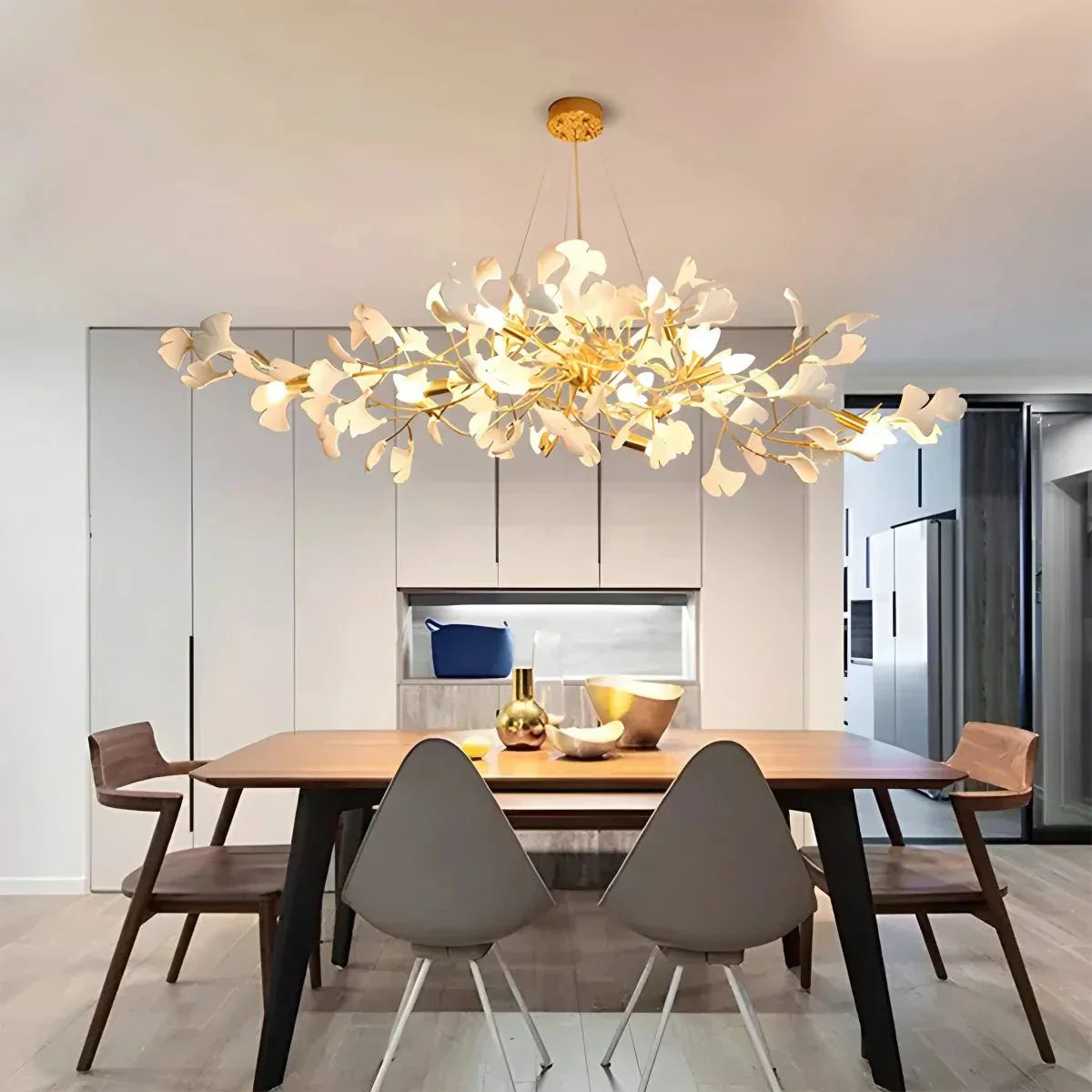 Ginkgo Chandelier For Living Room, Leaf-Inspired Modern Pendant Light