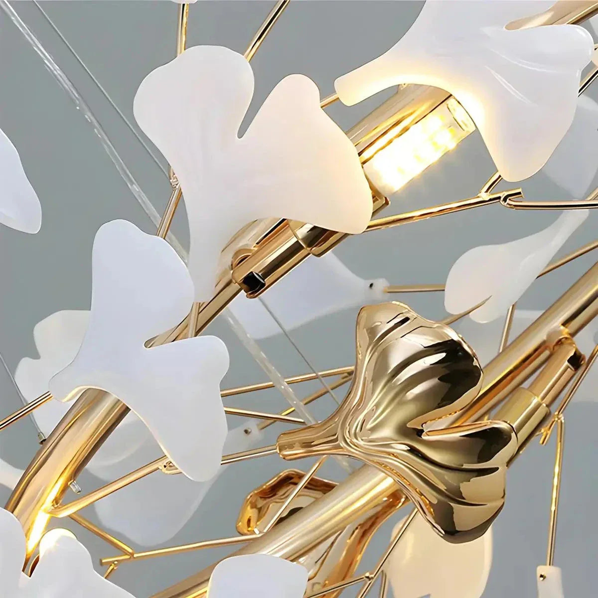 Ginkgo lysekrone for stue, blad-inspirert moderne pendellampe