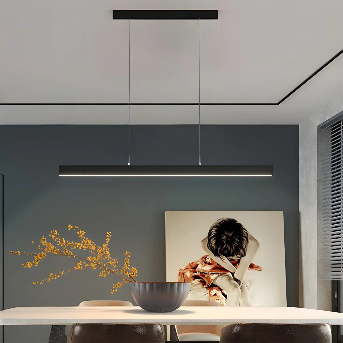 Contemporary Slim Pendant Light For Kitchen Island, Modern Fixture