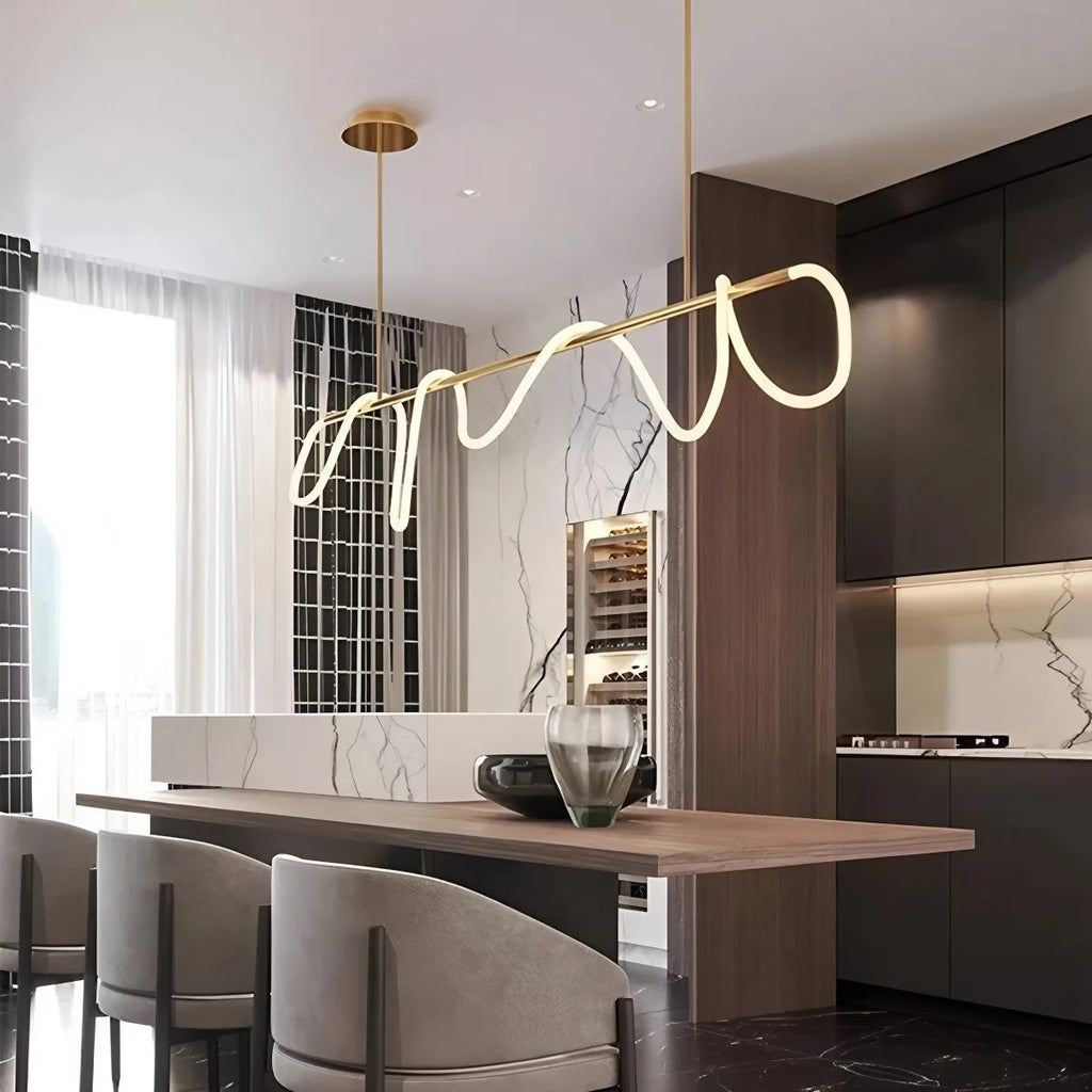 Pendellampe med lang slange for spisestue, moderne LED-armatur