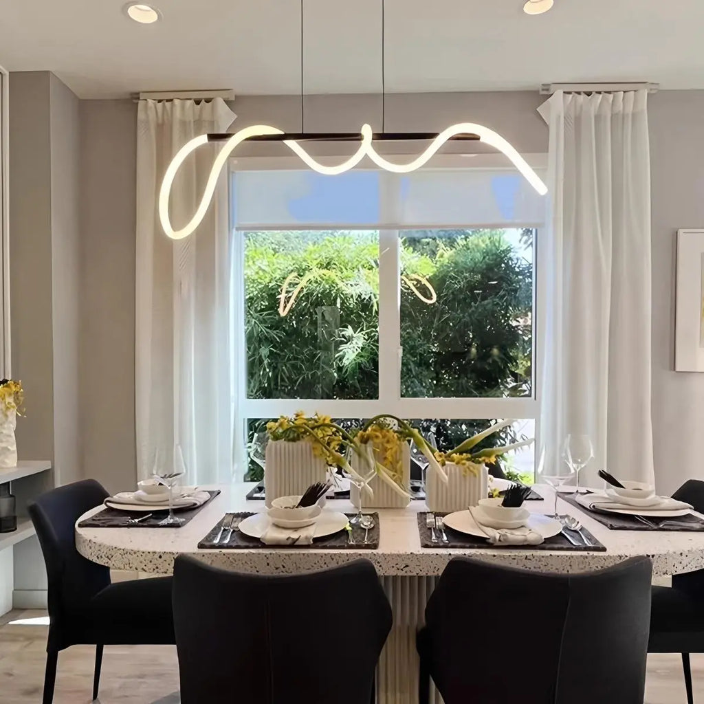 Pendellampe med lang slange for spisestue, moderne LED-armatur