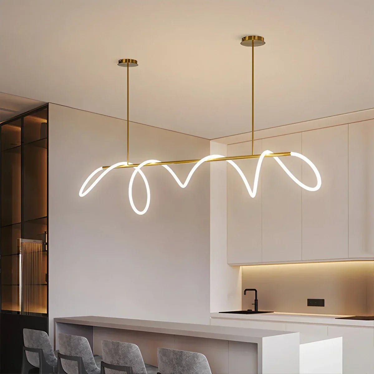 Pendellampe med lang slange for spisestue, moderne LED-armatur