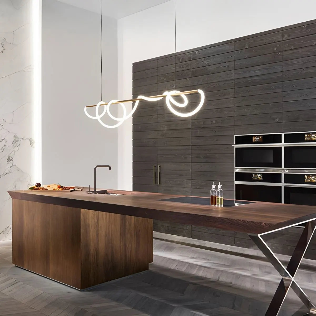 Pendellampe med lang slange for spisestue, moderne LED-armatur
