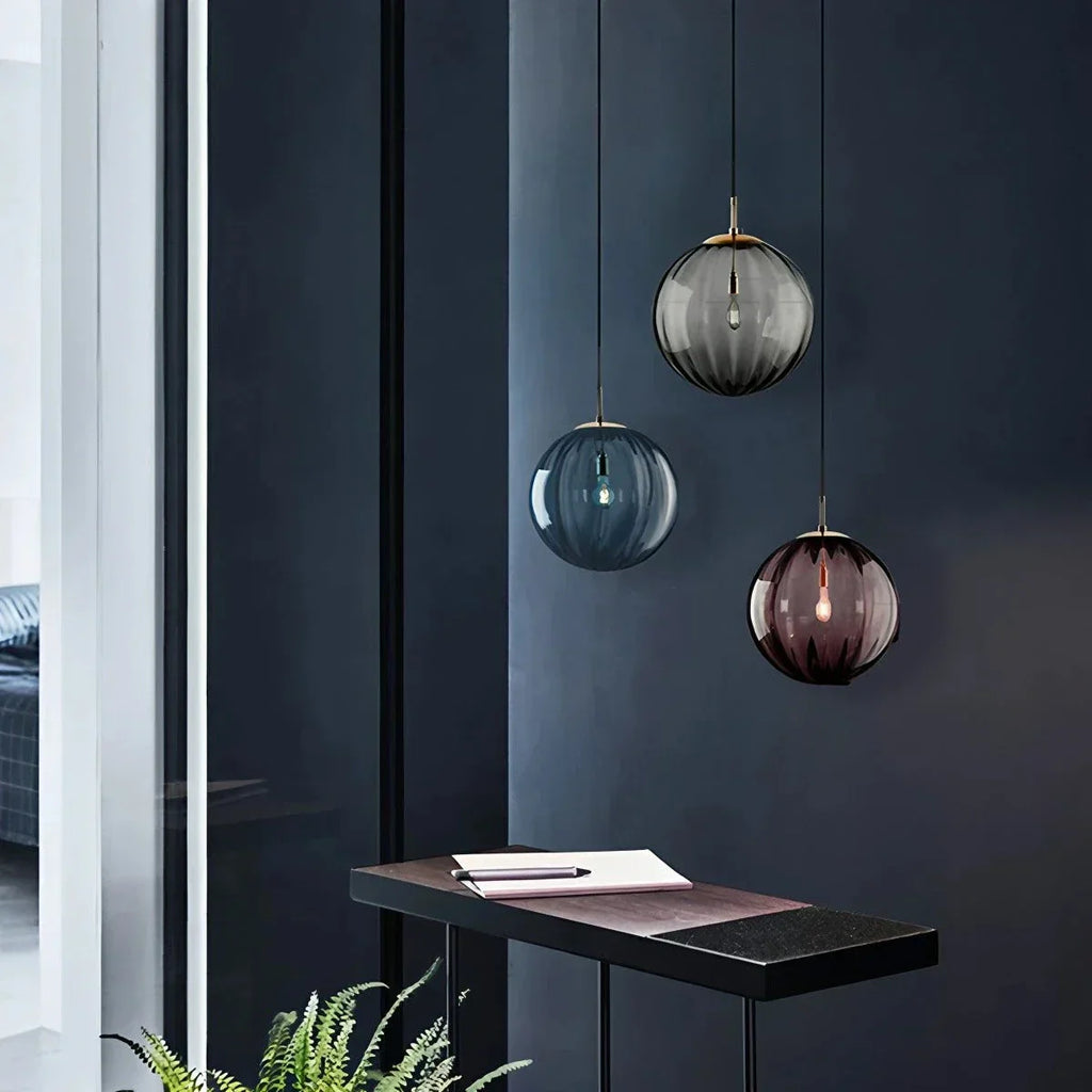 Nordic Glass Globe Pendant Light With Water Pattern For Modern Homes