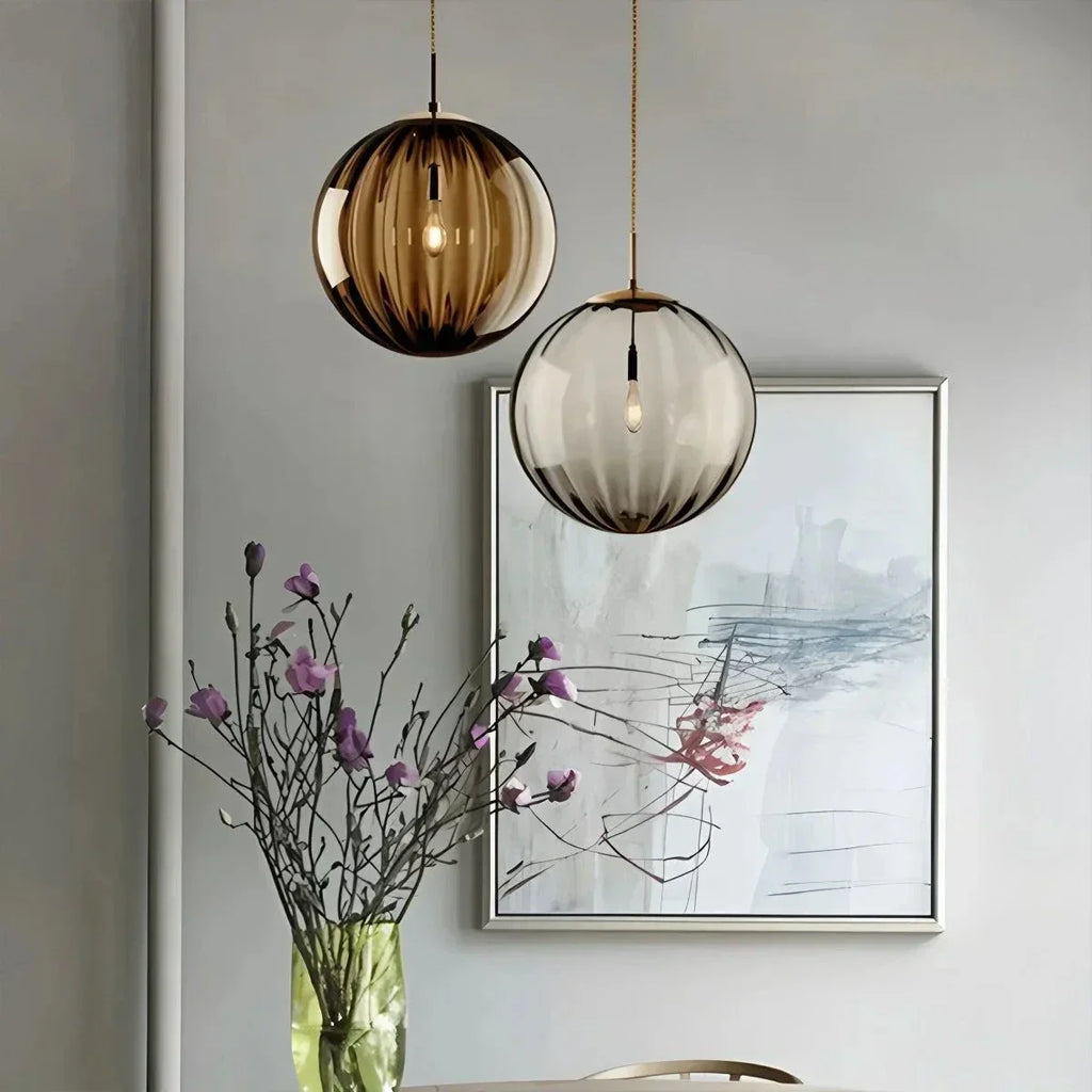 Nordic Glass Globe Pendant Light With Water Pattern For Modern Homes