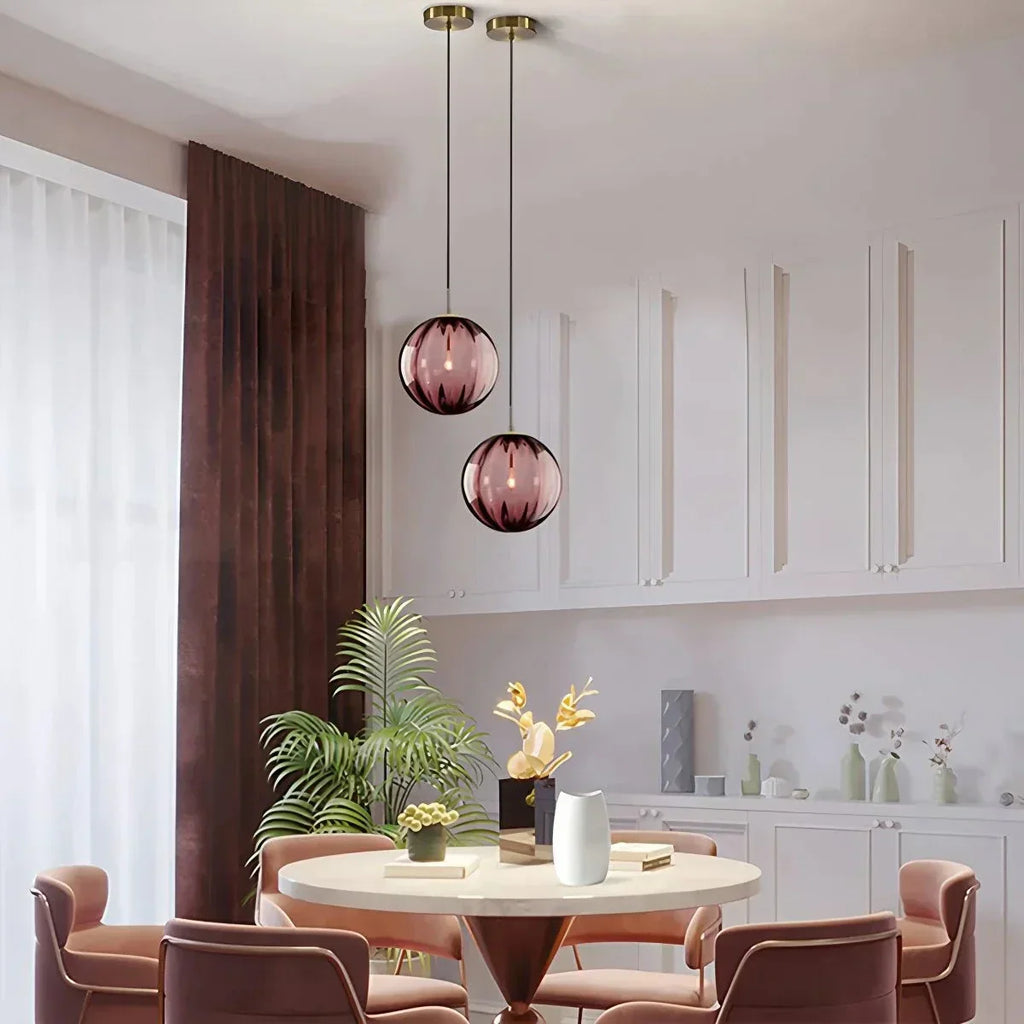 Nordic Glass Globe Pendant Light With Water Pattern For Modern Homes