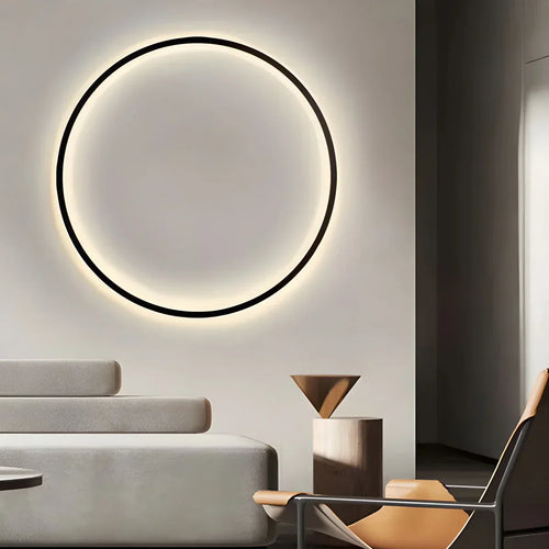 Rund LED-vegglampe med rund ringdesign for stue