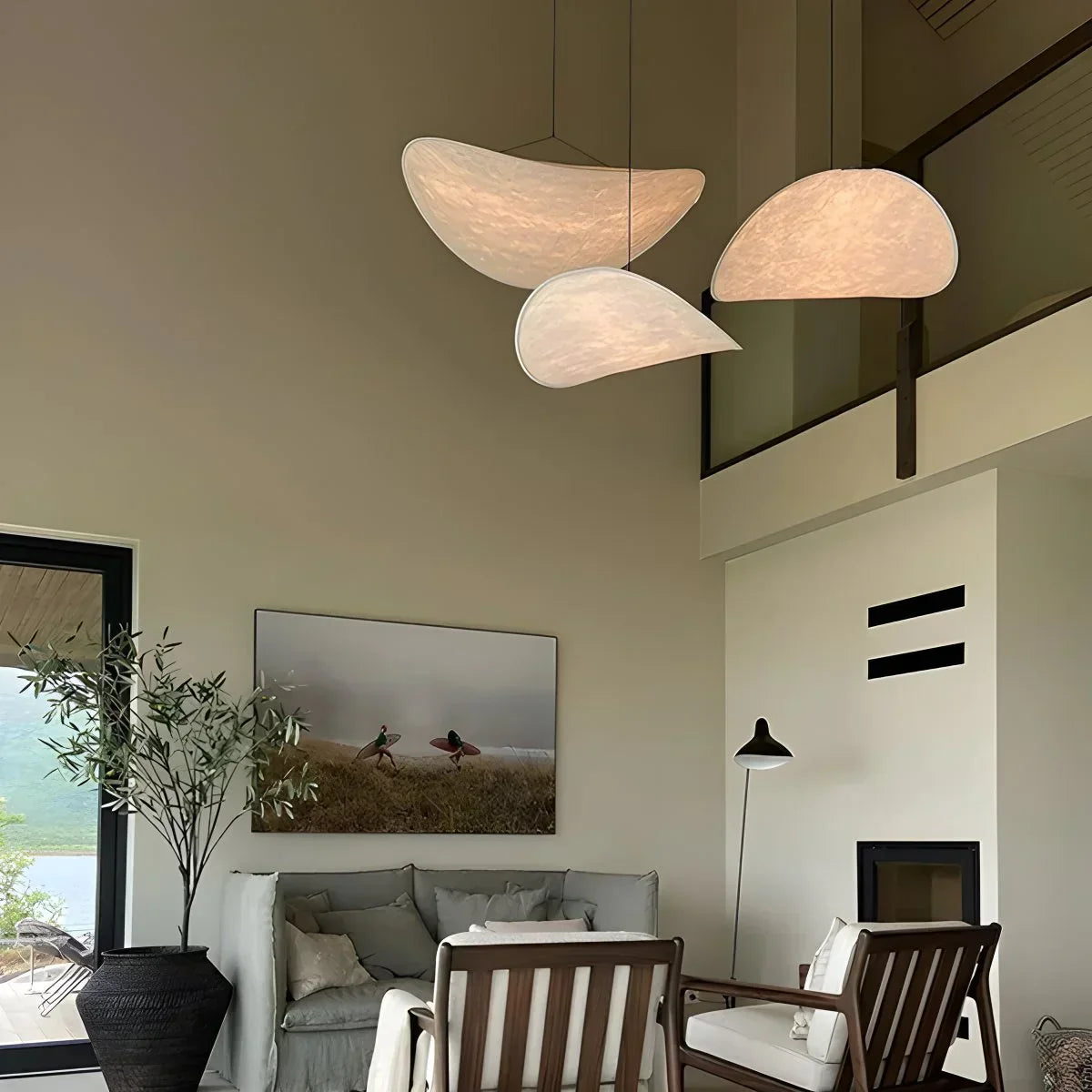 Zen umělecká závěsná lampa Cloud Silk do obývacího pokoje, lampa ve tvaru bramborové lupínky