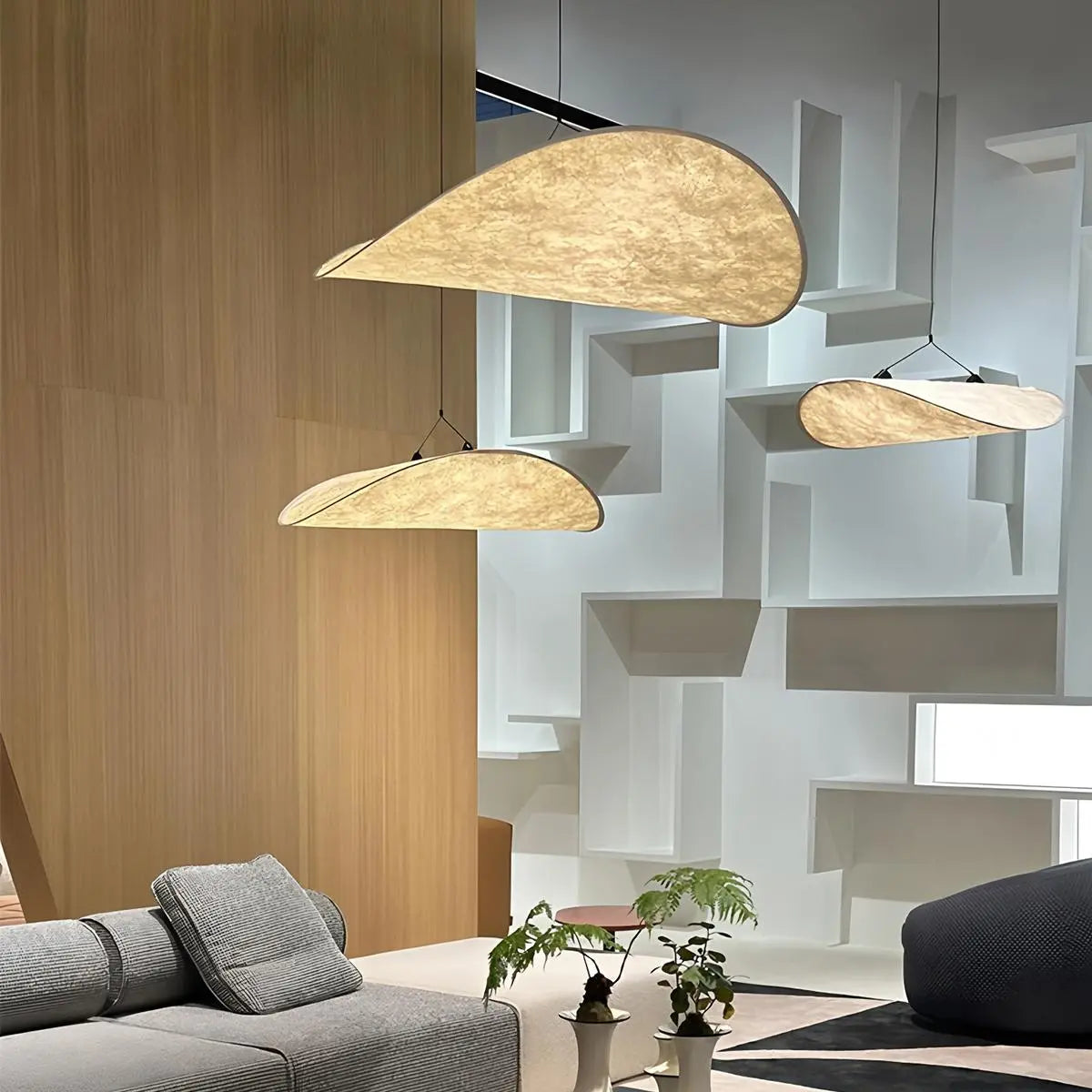 Zen umělecká závěsná lampa Cloud Silk do obývacího pokoje, lampa ve tvaru bramborové lupínky