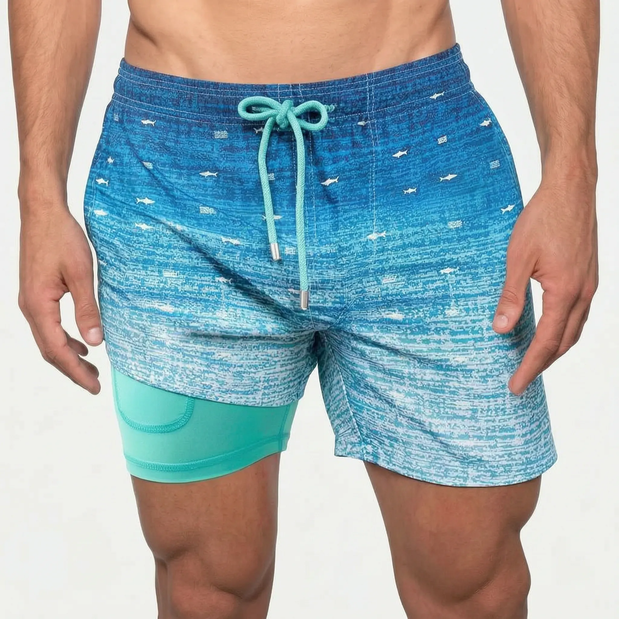 Pantaloni scurți de înot căptușiți pentru bărbați - Înot în ocean - Ormexis