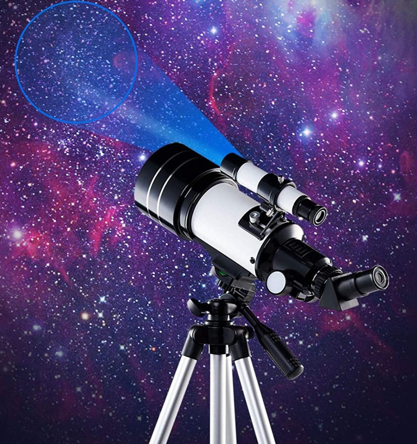70mm Aperture Telescope With Adjustable Tripod And Smartphone Adapter For Stargazing