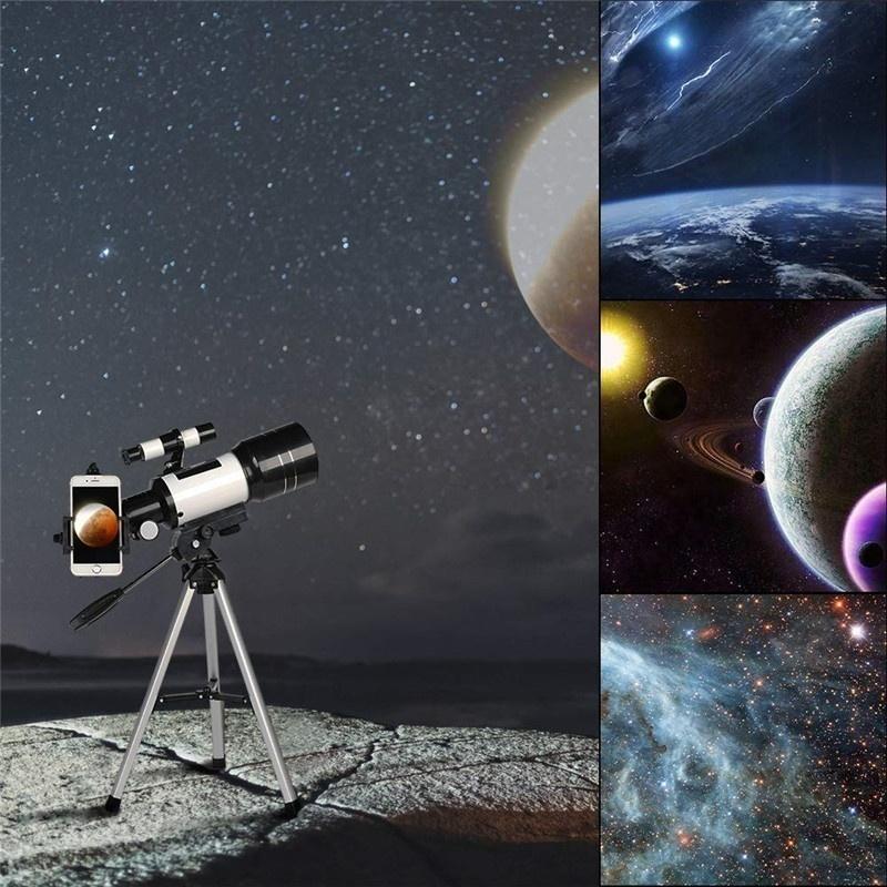 70mm Aperture Telescope With Adjustable Tripod And Smartphone Adapter For Stargazing