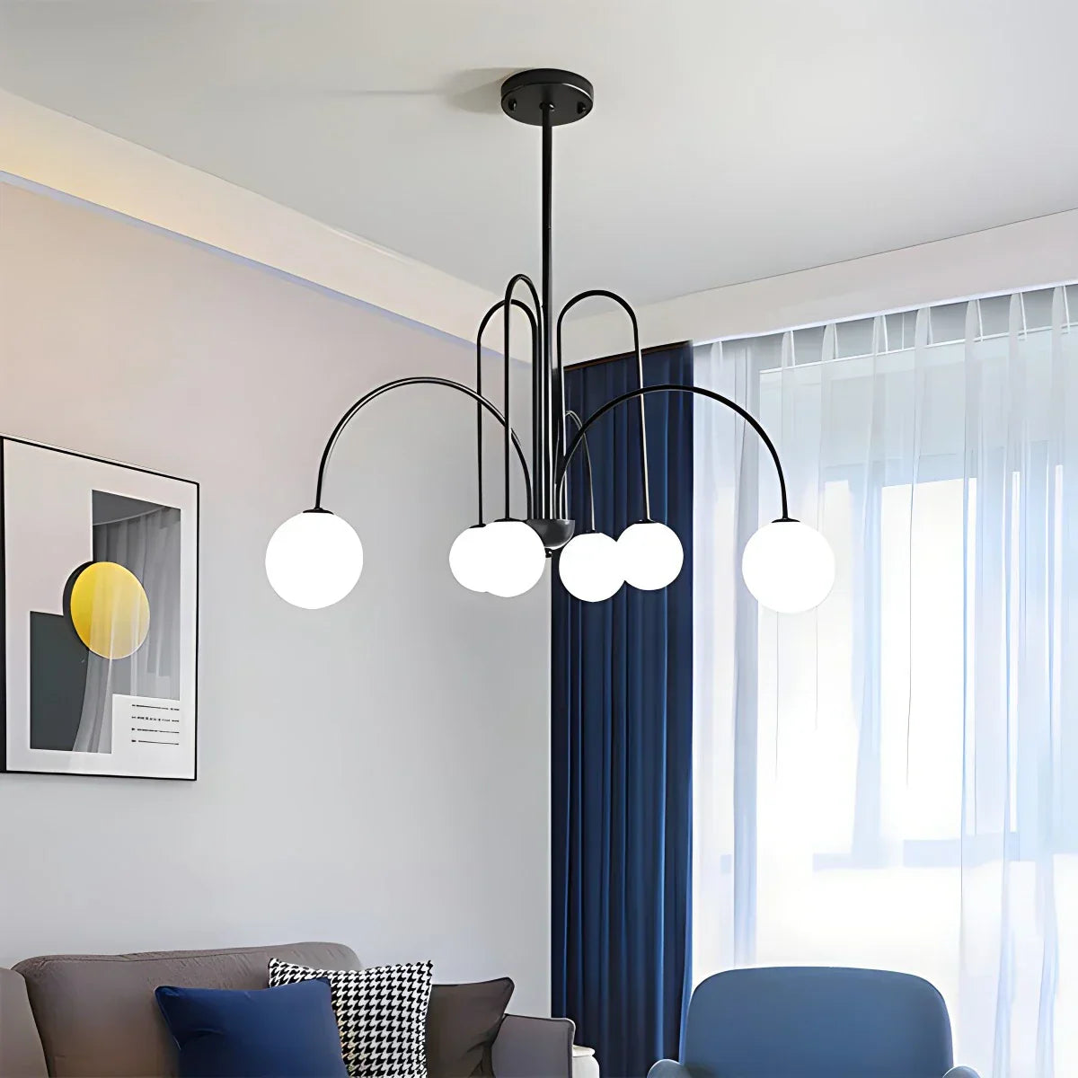 Avi Glass Chandelier With Double Layer Design Contemporary Ceiling Light