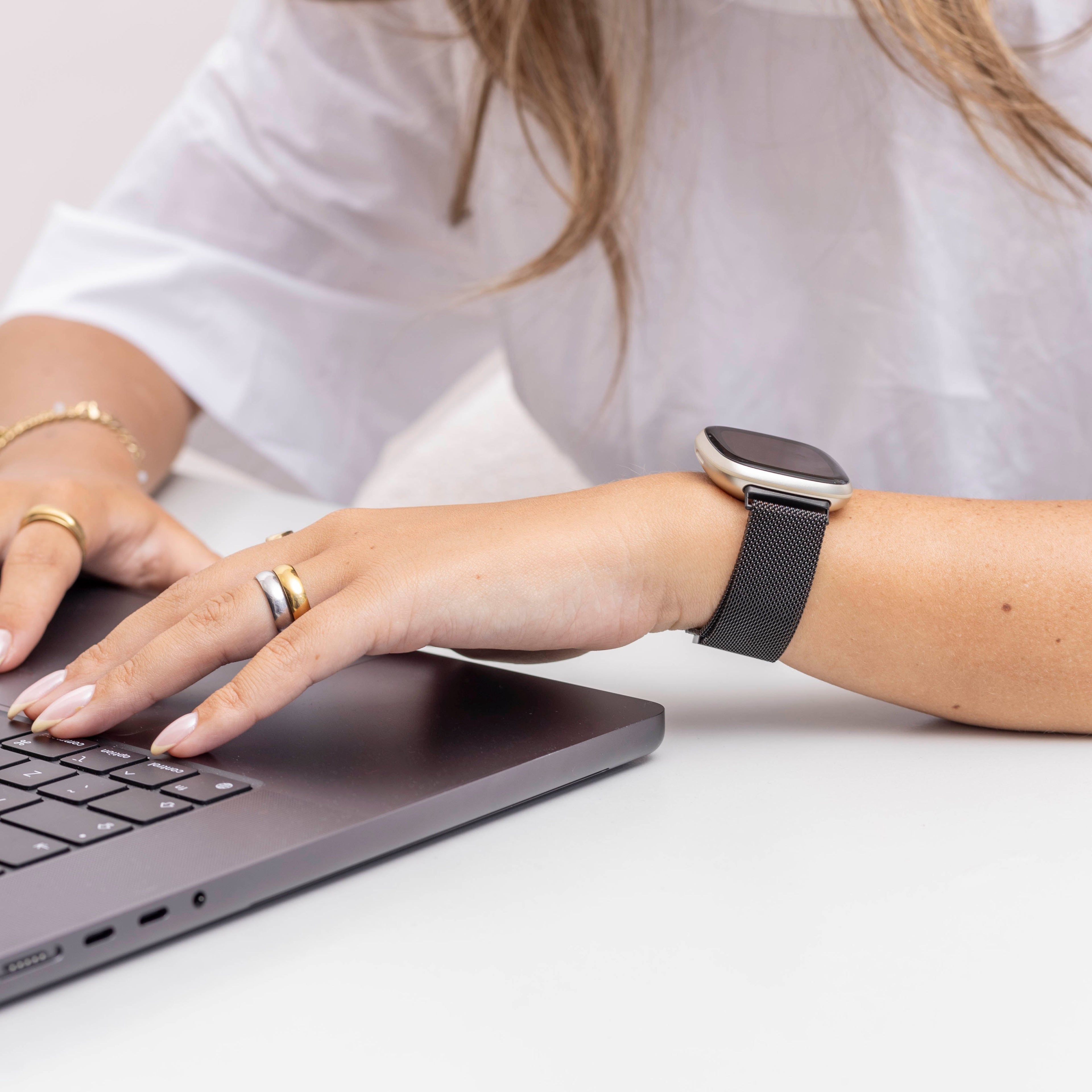 Fitbit Sense Milanese Strap In Black Accessory For Smartwatch