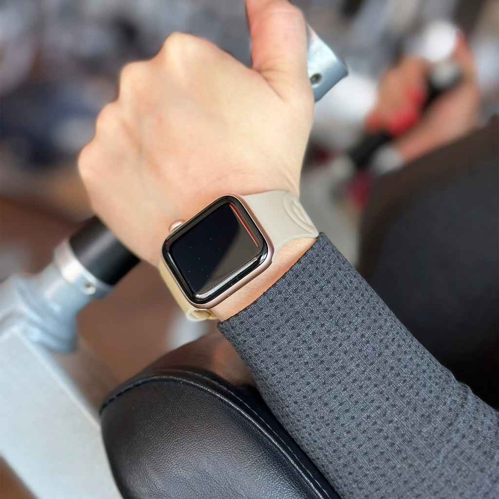 Apple Watch Beige Silicone Strap With Chain Link Band